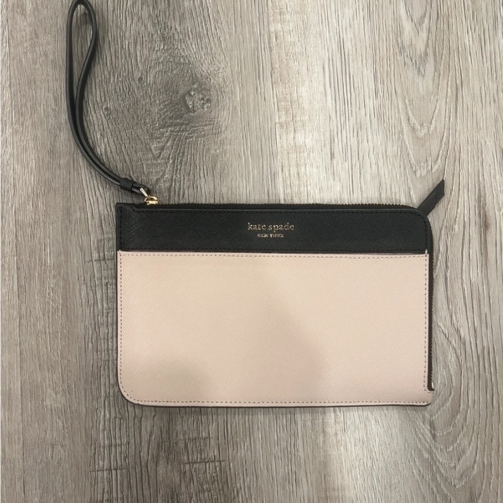 Kate Spade Colorblock Wristlet Warm Beige Black